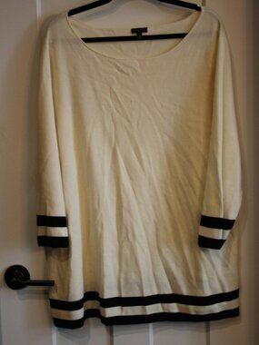 Talbots, Wide neck, Cream and Black, sweater, size 2X
